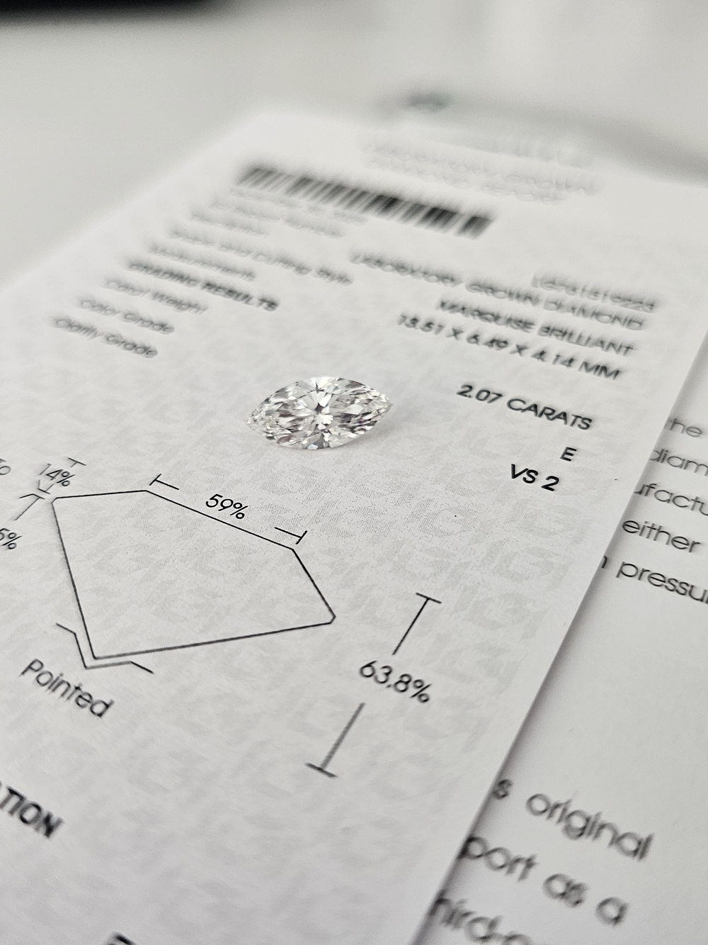 2.07 Carat Marquise Lab Diamond